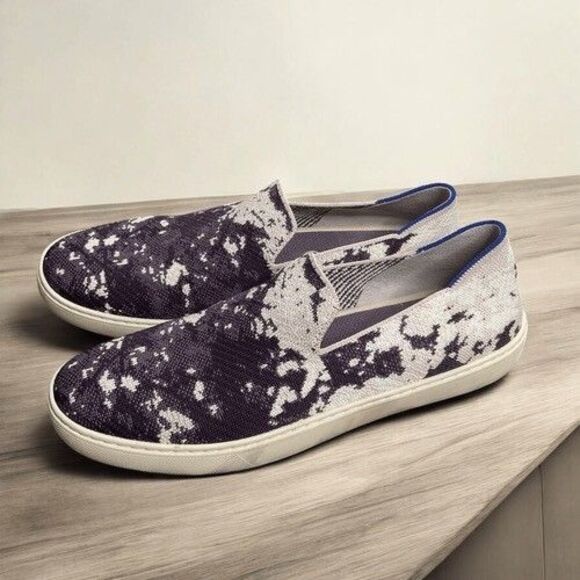 Rothy's Shibori Ocean Iris Tie Dye Slip On Sneaker Women Size 11.5 Purple/White